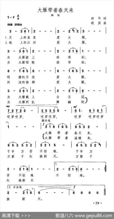 大雁带着春天来 - 田耳|晓其