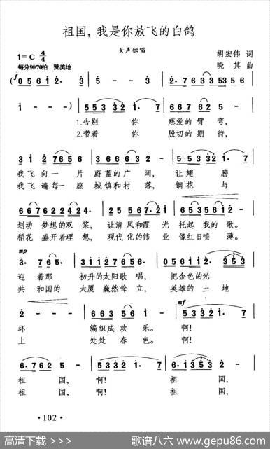 祖国，我是你放飞的白鸽 - 胡宏伟|晓其