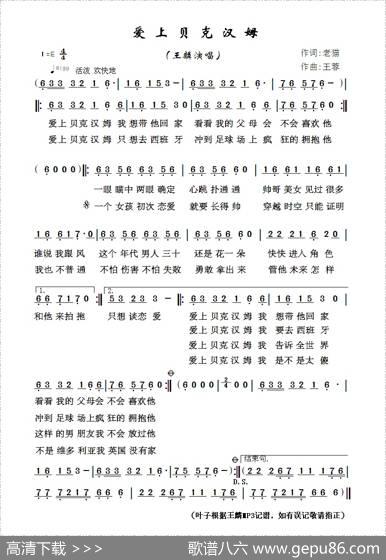 爱上贝克汉姆（老猫词王蓉曲） - 老猫|王蓉