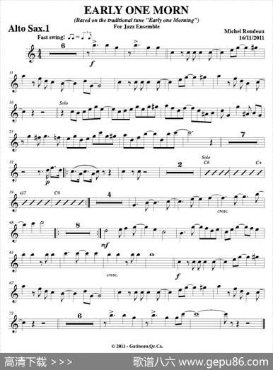 EARLYONEMORN（第一中音萨克斯分谱）