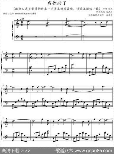当你老了（文武贝钢琴改编版）|赵照作曲文武贝钢琴改编
