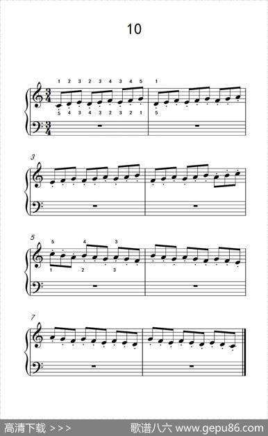 跳音练习10（儿童钢琴手指练习2）