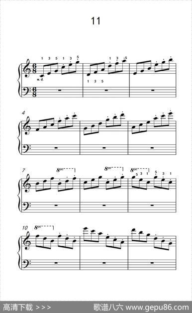 跳音练习11（儿童钢琴手指练习2）