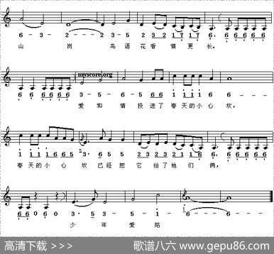 少年爱姑娘（线、简谱混排版）