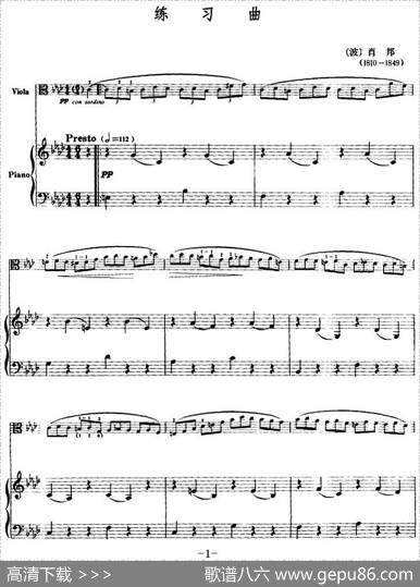 练习曲（中提琴+钢琴伴奏）|[波]肖邦