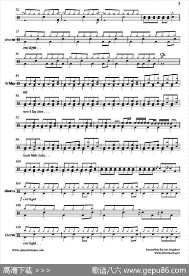 EnterSandman（鼓谱）