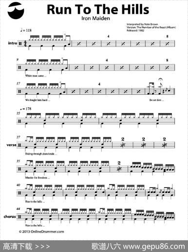 RunToTheHills（鼓谱）