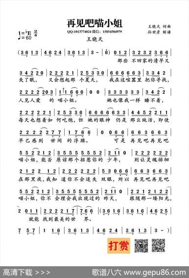 再见吧喵小姐（王晓天词曲） - 王晓天|王晓天