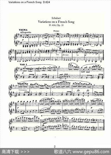 VariationsonaFrenchSongD.624（法国歌曲变鸣曲D.624）
