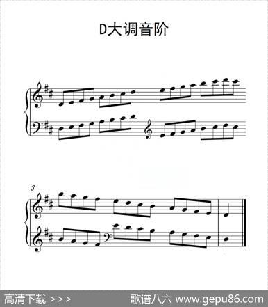 第二级D大调音阶（中国音乐学院钢琴考级作品1~6级）