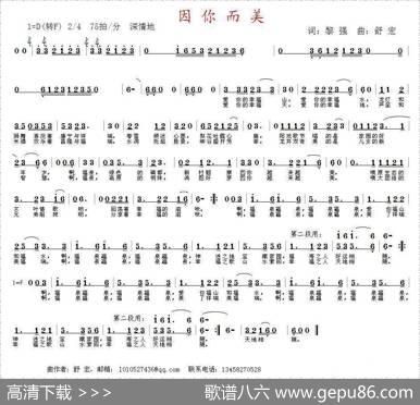 因你而美（黎强词舒宏曲） - 黎强|舒宏