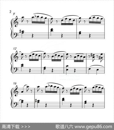 第五级A组帕格尼尼主题变奏曲（选段）（中国音乐学院钢琴考级作品1~6级）