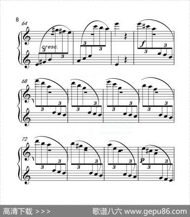 第五级A组帕格尼尼主题变奏曲（选段）（中国音乐学院钢琴考级作品1~6级）