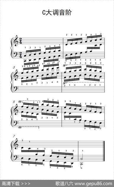 第五级1.C大调音阶（中央音乐学院钢琴（业余）考级教程4-6级）