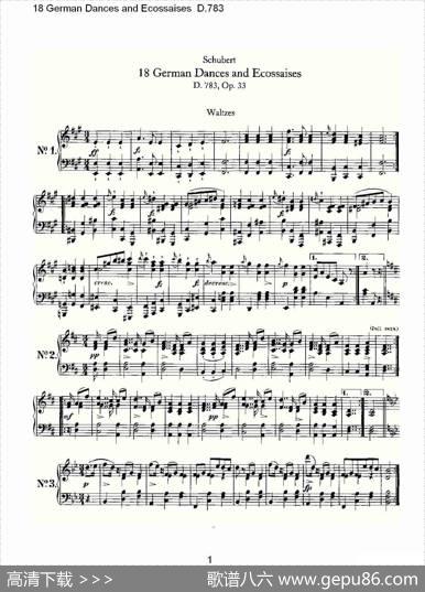 18GermanDancesandEcossaisesD.783（18德国舞曲与Ec）