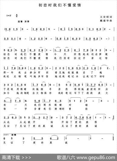 初恋时我们不懂爱情（王宏昭词） - 王宏昭|戴建华