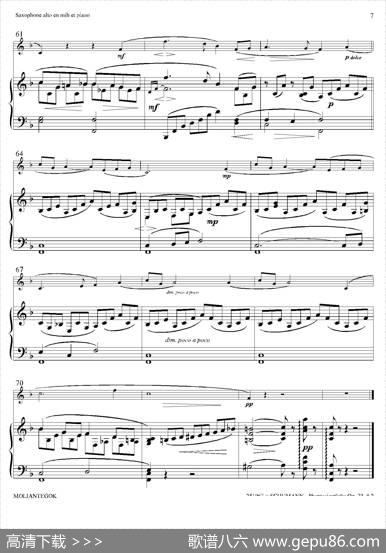 舒曼幻想曲三首Op73（Ⅱ）（中音萨克斯+钢琴伴奏）