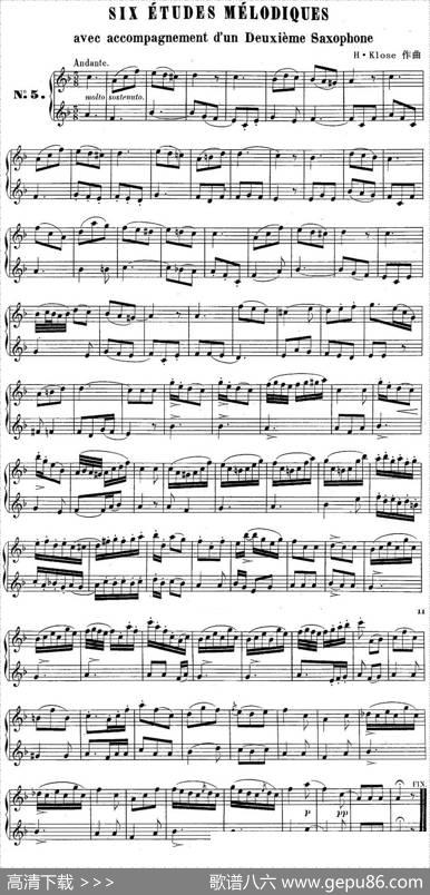 H·Klose二重奏练习曲（No.5）|H·Klose