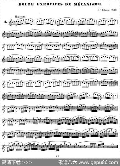 H·Klose练习曲（douzeexercicesdemecanisme—1）|H·Klose