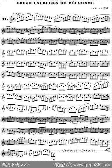 H·Klose练习曲（douzeexercicesdemecanisme—11）|H·Klose