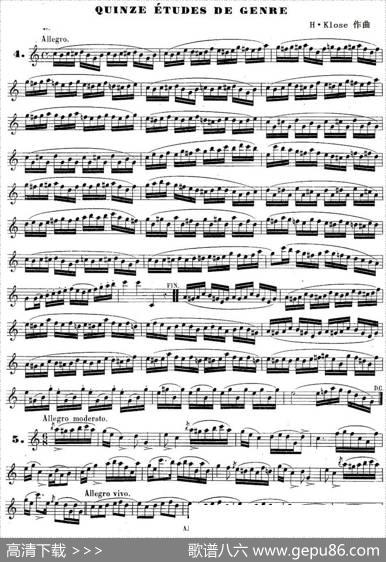 H·Klose练习曲（Quinzeetudesdegenre—4-5）|H·Klose