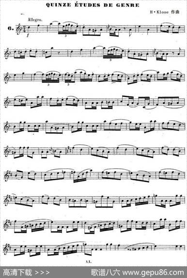 H·Klose练习曲（Quinzeetudesdegenre—6）|H·Klose