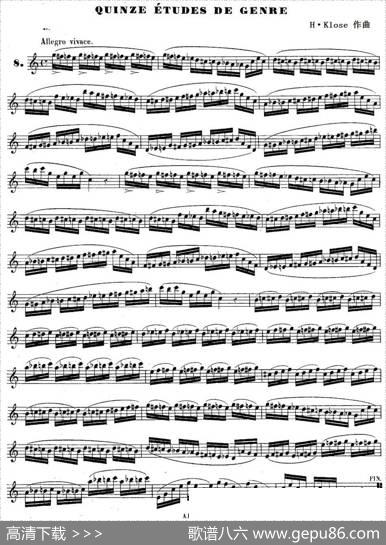H·Klose练习曲（Quinzeetudesdegenre—8）|H·Klose