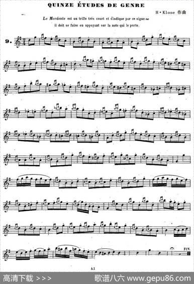 H·Klose练习曲（Quinzeetudesdegenre—9）|H·Klose