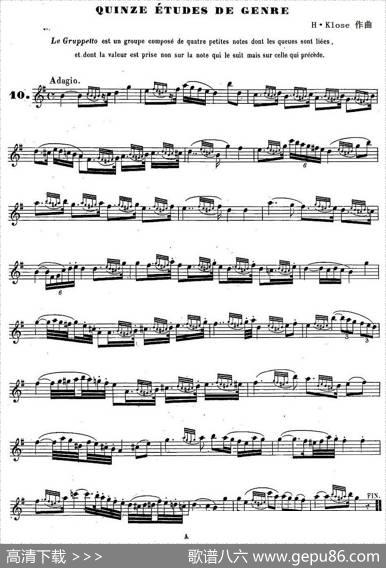 H·Klose练习曲（Quinzeetudesdegenre—10）|H·Klose