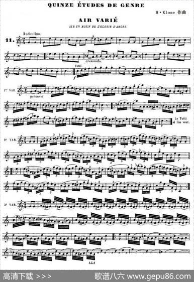 H·Klose练习曲（Quinzeetudesdegenre—11）|H·Klose