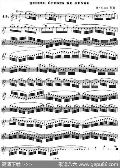 H·Klose练习曲（Quinzeetudesdegenre—12）|H·Klose