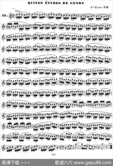 H·Klose练习曲（Quinzeetudesdegenre—15）|H·Klose