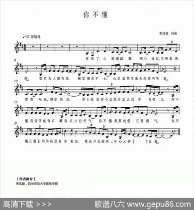 你不懂（五线谱） - 李凤颖|李凤颖