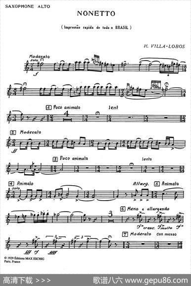 Nonetto（中音萨克斯分谱）