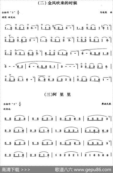 葫芦丝、巴乌三级考级曲目：独奏曲（1——8）