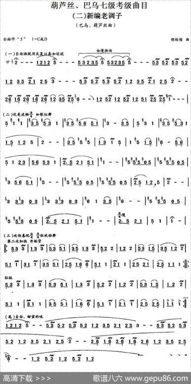 葫芦丝、巴乌七级考级曲目：新编老调子|胡结续