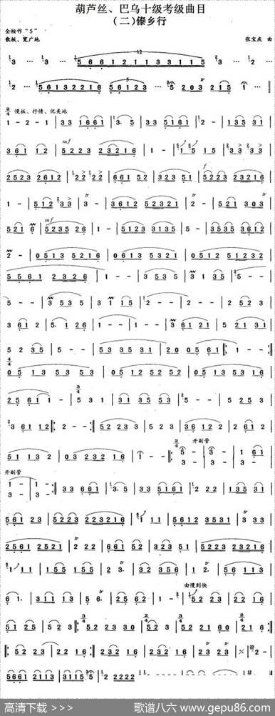 葫芦丝、巴乌十级考级曲目：傣乡行|张宝庆