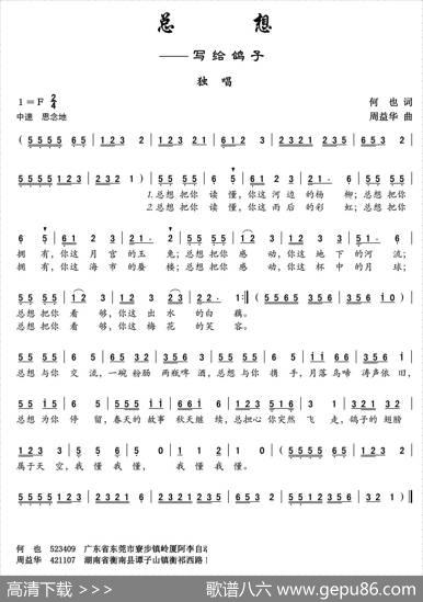 总想——写给鸽子 - 何也|周益华