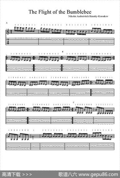 TheFlightoftheBumblebee（五线谱+六线谱）|NikolaiAndreivitchRimsky-Korsakov