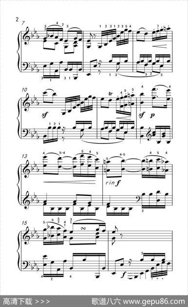 奏鸣曲Opus7第四乐章（贝多芬奏鸣曲集2）|贝多芬