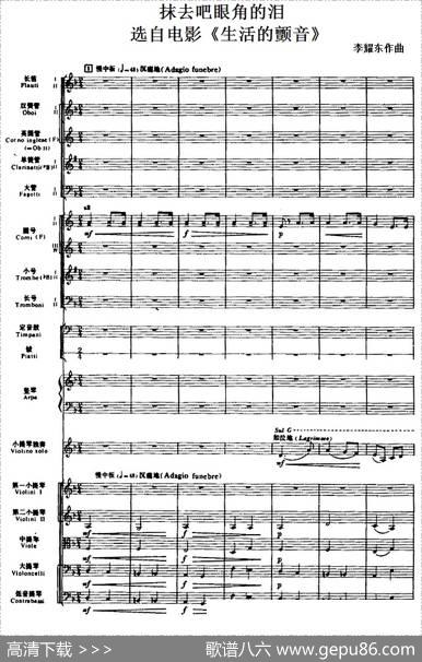 抹去吧眼角的泪（选自电影《生活的颤音》、总谱）|李耀东