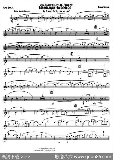 MoonlightSerenade（第二中音萨克斯分谱）
