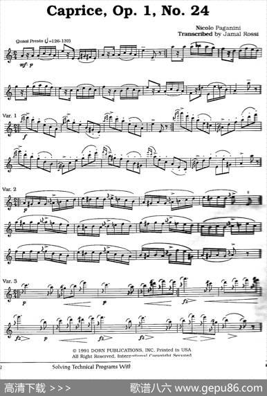 Caprice，Op.1，No.24（帕格尼尼第24首随想曲）