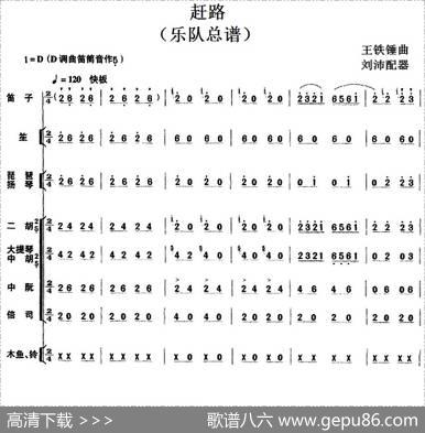 赶路（民乐队总谱）|王铁锤曲刘沛配器