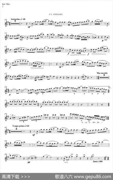 ESTILOS（四重奏中音萨克斯分谱）