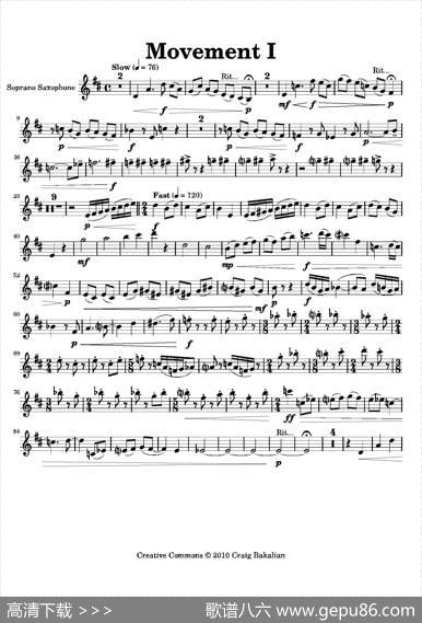 Movement（四重奏高音萨克斯分谱）
