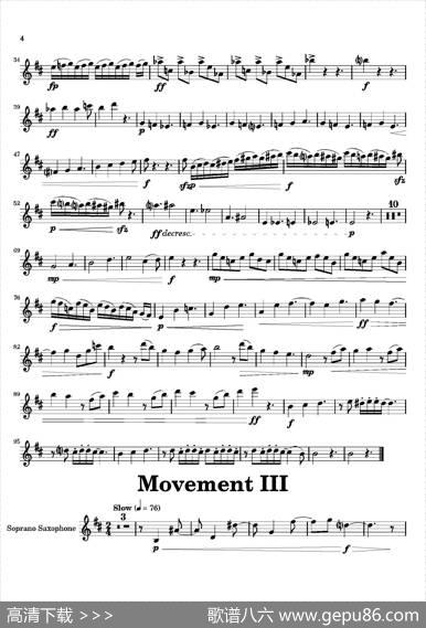 Movement（四重奏高音萨克斯分谱）