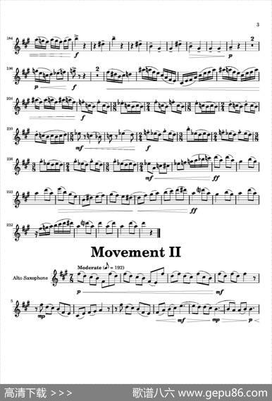 Movement（四重奏中音萨克斯分谱）
