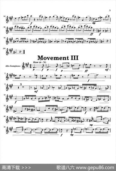 Movement（四重奏中音萨克斯分谱）