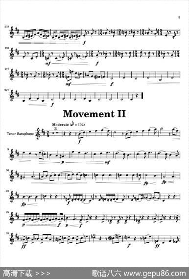Movement（四重奏次中音萨克斯分谱）